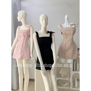 Váy đầm dạ tweed 2 dây cúp ngực, ôm body dáng ngắn, váy ngắn sexy thiết kế buộc nơ vai cao cấp sang trọng tiểu thư