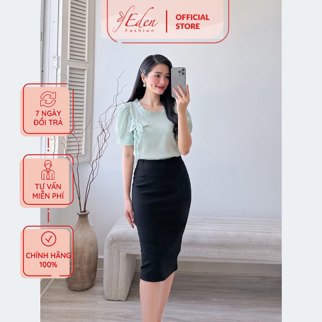 Áo kiểu dáng suông cổ tay ngắn thời trang Eden - ASM228