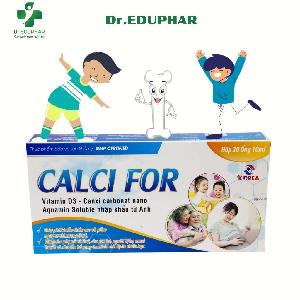 Canxi CALCI FOR 20 ống hộp bổ sung canxi giúp phat triển chiều cao và giảm