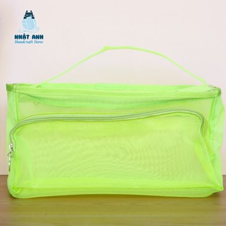 Túi chữ nhật họa tiết lưới bằng nylon đựng cuộn len, phụ kiện móc len