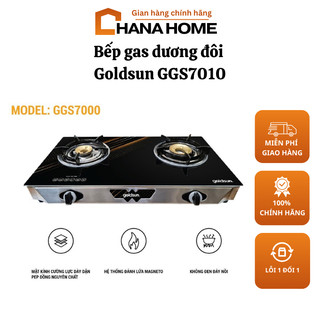 Bếp gas dương đôi Goldsun, bếp gas có mặt kính cường lực chịu nhiệt tốt, bảo hành chính hãng