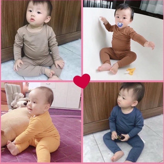 Bộ dài tay thun lạnh Minky Mom Vải Cotton 100% TRƠN Basic, Bộ Quần Áo mặc nhà mùa hè cho bé gái, Bé Trai từ 5-18kg
