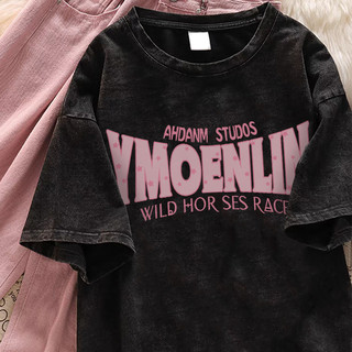 Thời trang wash NBOT áo phông local brand chính hãng áo thun đẹp pink letter in hinh unisex 100% cotton-Y0905