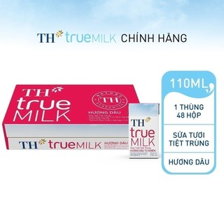 Thùng 48 hộp sữa tươi tiệt trùng hương dâu TH True Milk 110ml