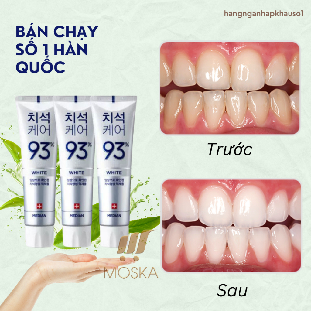 [TẶNG BỘT TRẮNG RĂNG NGA] Kem Trắng Răng MEDIAN DENTAL 120g Răng Trắng, Sáng Bóng| Moska Shop