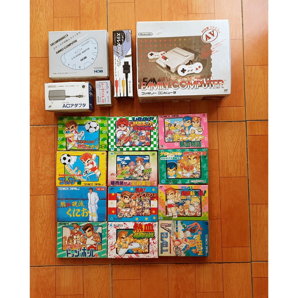 Máy famicom gốc và bộ băng gốc Technos full box (rất hiếm và rất đặc sắc)