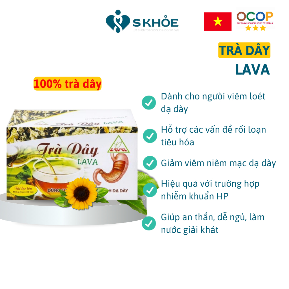 Trà dây LAVA túi lọc 30 gói - Dành cho người bị các bệnh dạ dày