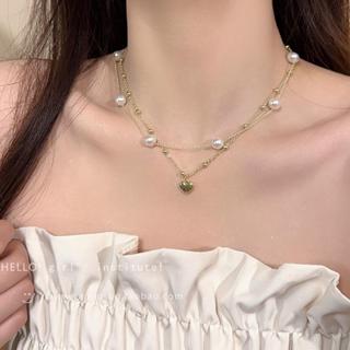 Vòng cổ nữ Bluehope mix tim hai lớp dây chuyền nữ dễ thương thời trang mẫu mới giá rẻ sành điệu V119