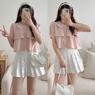 Áo sơ mi nữ chất đũi dáng croptop Maylilyy Store