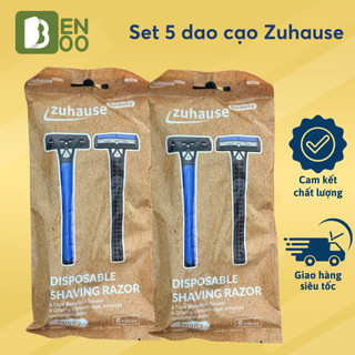 Set 5 dao cạo râu Zuhause Lưỡi dao được làm từ thép, Thiết kế nhỏ gọn, tiện lợi, Đường cạo êm ái