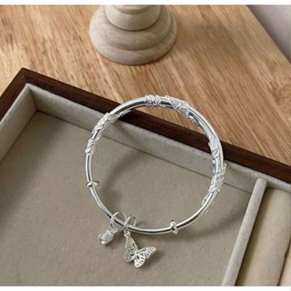 Lắc Tay Nữ Bản Đặc Bạc Nguyên Chất S99 Không Xi Mạ Charm Hồ Điệp BẠC HIỂU MINH LTU605