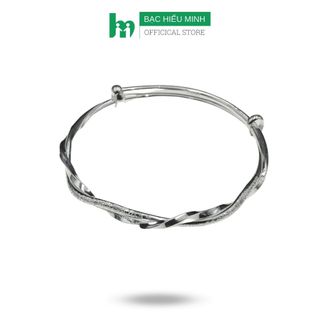 Lắc tay nữ bản đặc dày kiểu xoắn phay cát bạc nguyên chất s99 bạc hiểu minh ltu606