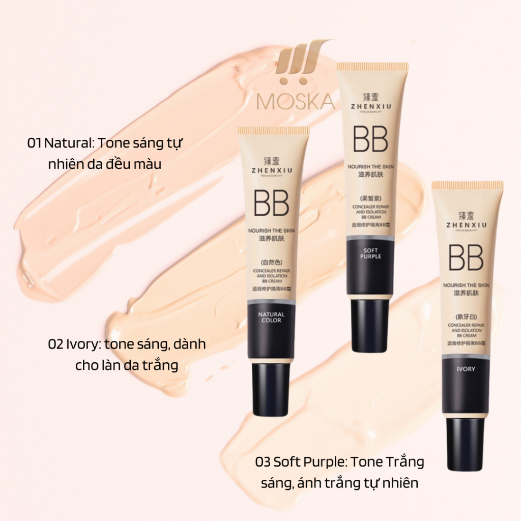 Kem Nền Trang Điểm BB Không Thấm Nước, Dưỡng Ẩm Và Lâu Trôi, Da Trắng Sáng Tự Nhiên