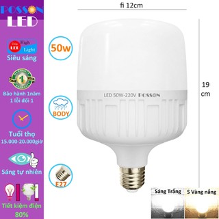 Sỉ 30 Bóng đèn Led trụ 50w bup trụ T120 siêu sáng tiết kiệm điện thân kín chống nước mưa LC-50x