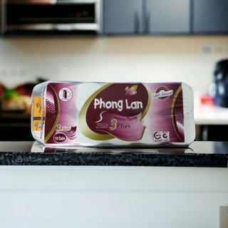 Giấy vệ sinh Phong Lan tím 10 cuộn 3 lớp xách dọc LOẠI ĐẸP.01