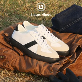Giày Thể Thao Gat shoes Black Lucas Shoes, da bò thật, đế đen cao su khâu đế, dễ phối đồ - BH 1 năm