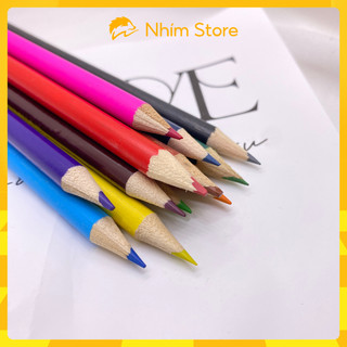 Bút chì màu học sinh thân gỗ tự nhiên 12/36 màu E2680, bút chì màu học sinh NhimNhim.Store