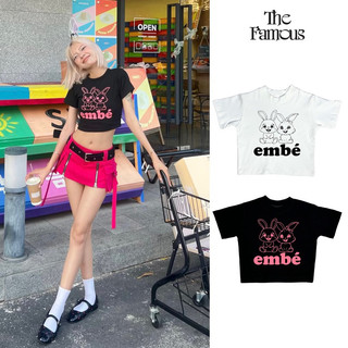 [Sale 12.12] Áo phông Croptop thun gân "embé rabbit" The Famous