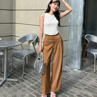 Quần Suông Ống Rộng Quần Dài Tây Chạy Chỉ Zíc Zắc 1 Line Dây Kéo Trước Thời Trang Nữ Ống Rộng Cạp Cao GaGo GO4438 4509