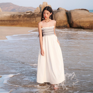 DOTTIE - Đầm maxi chạy trang trí - Trắng - D0598