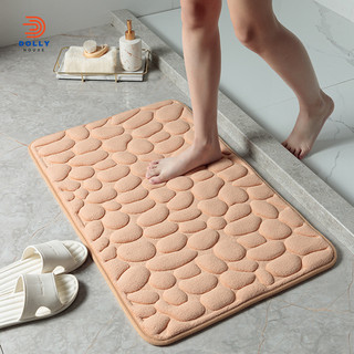 Thảm Lau Chân Nhà Tắm Vải Nhung San Hô Siêu Thấm Hút Chống Trơn Trượt Tốt Thiết Kế Vân Đá Hiện Đại Dolly House