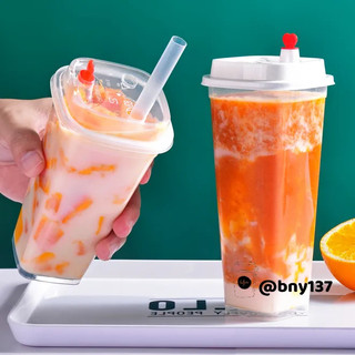 [ Lốc 50ly + nắp ] Ly pp cứng dáng kim tự tháp cao