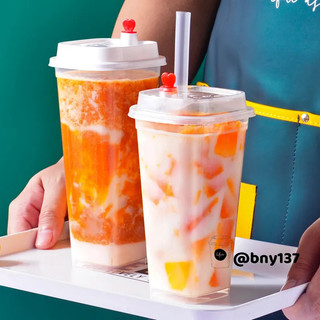 [ Lốc 50ly + nắp ] Ly pp cứng dáng kim tự tháp cao