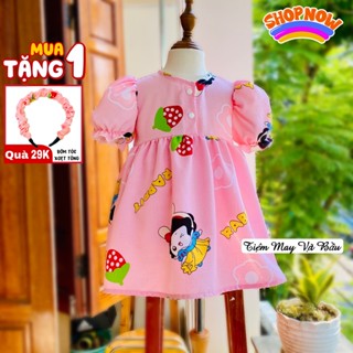 Váy bé gái Tiệm May Vịt Bầu thiết kế form babydoll, họa tiết Công chúa bạch tuyết (Tặng Kèm Bờm Tóc)