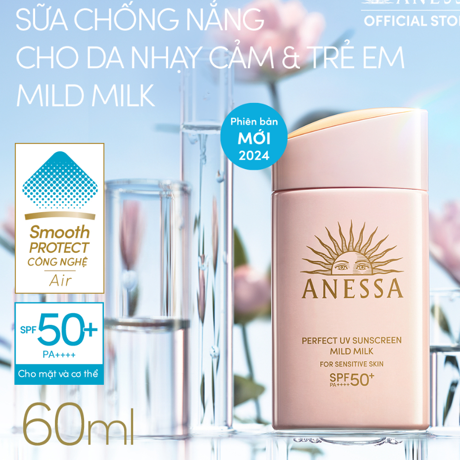 Sữa Chống Nắng Anessa MILD MILK Perfect UV Sunscreen Cho Da Nhạy Cảm UV SPF50+/PA++++ 60ml