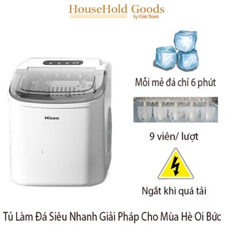 Máy Làm Đá Viên Mini Cho Gia Đình HICON - Tủ Làm Đá Tự Động Siêu Nhanh Nhỏ Gọn Tiện Lợi Với Trọng Lượng 6kg