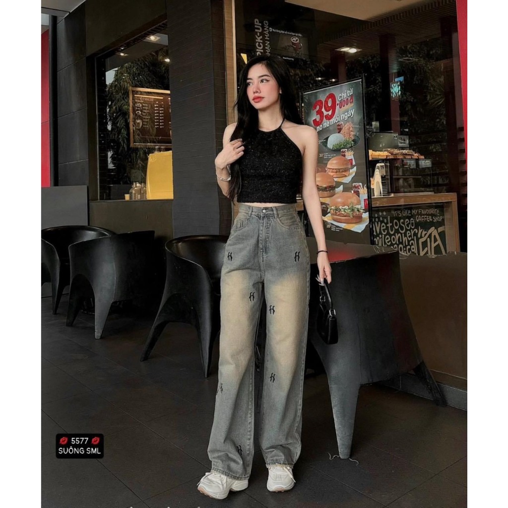 Quần jean bò ống rộng suông xuông nữ jeans cạp cao phong cách jeanshop_0603 ms14 | BigBuy360 - bigbuy360.vn