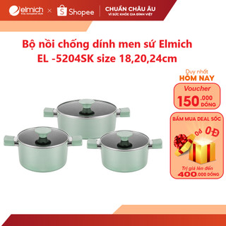 Bộ nồi chống dính men sứ Elmich EL -5204SK size 18,20,24cm