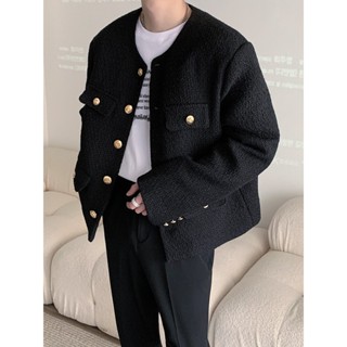 Áo Khoác Dạ Tweed Nam Chất Dạ Cao Cấp Cổ Tròn Khuy Đồng Phong Cách Trẻ Trung Hot Trend.