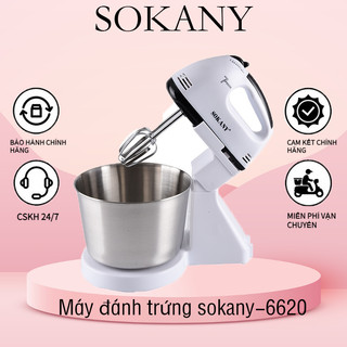 Máy đánh trứng trộn bột kèm cối trộn 2l sokany 6620 250w