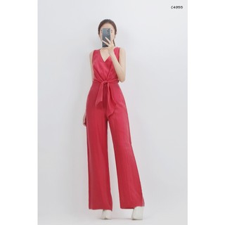 C4955 - Jumsuit sát nách cổ tim cột nơ eo trơn
