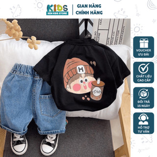 Set bộ TRÀ SỮA quần áo bé trai áo thun cộc tay, quần Jean dễ thương cho bé 2-8 tuổi (8-26kg) | KEN KIDS