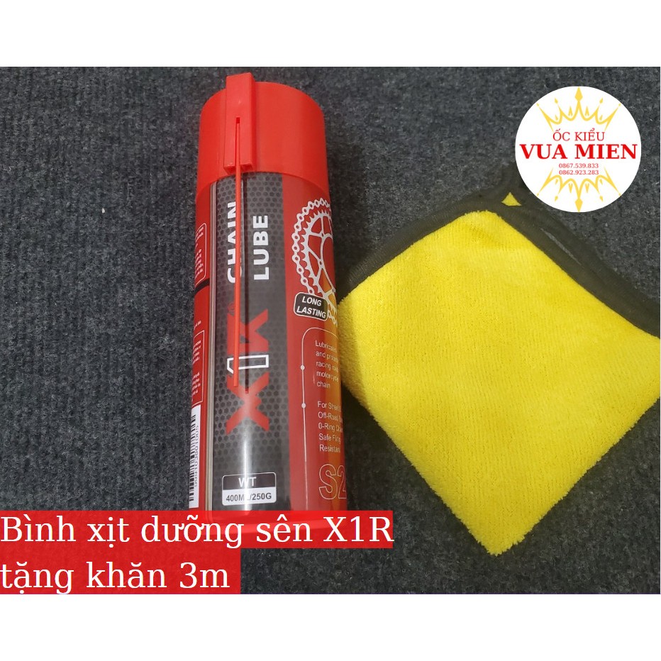 Bình xịt dưỡng sên X1R dành cho các dòng xe ( tặng kèm 1 khăn lau 3M )