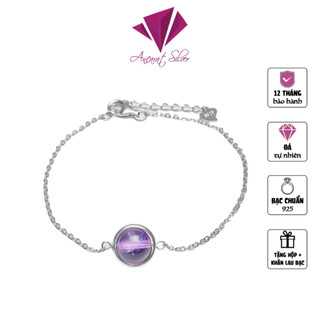 Lắc Tay Bạc Đá Ngũ Hành Thạch anh Tím VD09 (Mệnh Thổ) - ANCARAT
