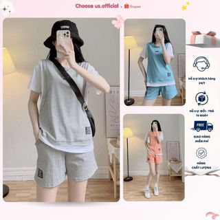 Đồ Bộ Nữ Phối Tay Chất Liệu Cotton Thoáng Mát, Set Đồ Nữ Thoáng Mát Giặt Không Bai Xù CS003