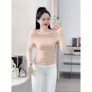 A02-Áo thun zip lụa co giãn form vừa người nữ