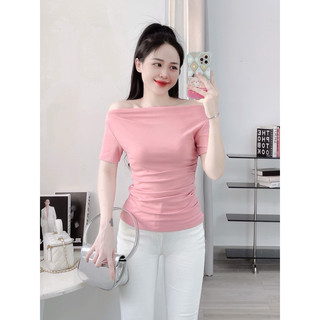 A02-Áo thun zip lụa co giãn form vừa người nữ