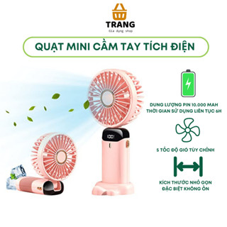(Hàng xịn) Quạt mini cầm tay, quạt cầm tay sạc điện, pin khủng 8-10 tiếng 10.000mah, gấp gọn 5 tốc độ gió