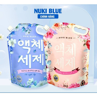 Nước giặt xả hàn quốc nuki blue 2kg, lưu hương đậm sâu, làm mềm vải