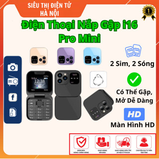 Điện Thoại nắp gập mini 3 mắt i16 Pro 2 sim nghe gọi nhắn tin, Siêu hot,  Thiết kế mới nhất 2024 , Kiểu dáng sành điệu