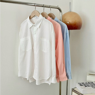 Áo sơ mi tay dài basic thô mềm 2 túi Pamstyle