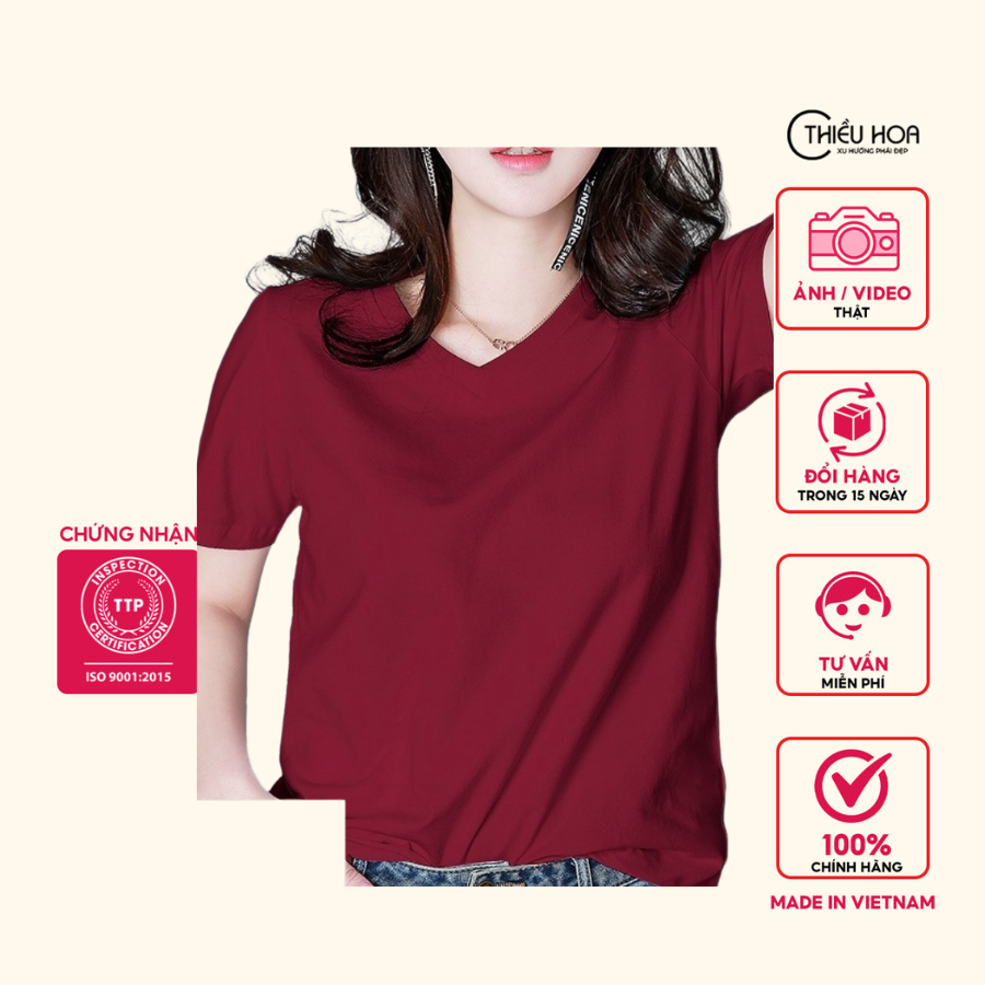 Áo Trung Niên Nữ Tay Ngắn, Màu Sắc Đa Dạng, Dễ Phối Đồ, Chất Cotton Thoáng Mát Thương Hiệu Thiều Hoa M0316