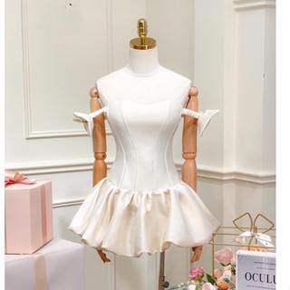 Váy gọng phối tơ tay dáng bí bồng xoè