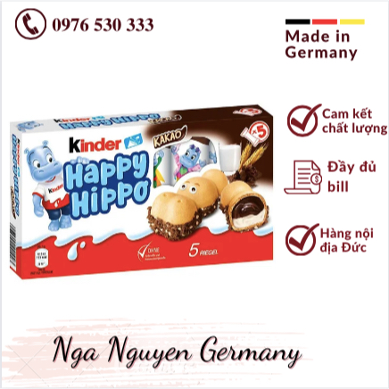 (Nội địa Đức) Bánh Socola Kinder Happy Hippo 103g siêu ngonnnnn _ Hàng chuẩn, đủ bill