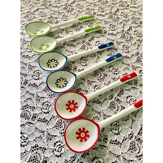 Thìa muỗng sứ cao cấp hoạ tiết hoa chiều dài 16 cm
