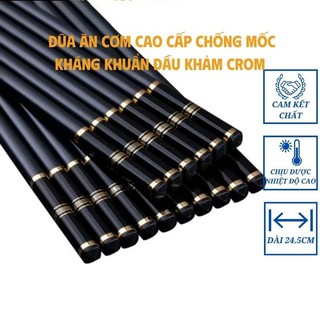 Đũa ăn cơm cao cấp, kháng khuẩn, chống mốc, đầu khảm vàng, chống trơn trượt, phong cách Nhật Bản, làm từ sợi thủy tinh